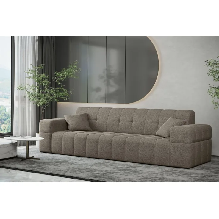 Sofa Designersofa NANCY 3-Sitzer in Stoff Neve Taupe