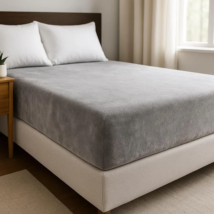 Plüsch Spannbettlaken 90-100 x 200 cm + 30 cm mit Rundumgummizug - Cashmere Touch 180 gsm Grau – Bild 2