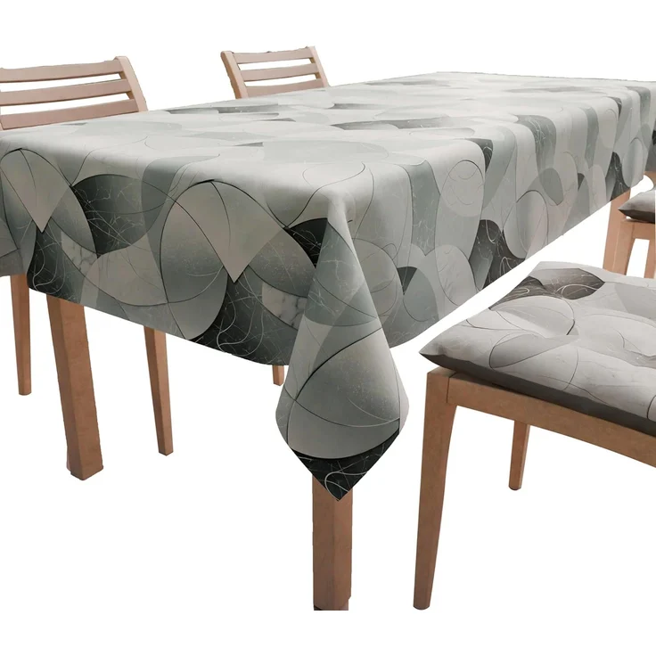 PETTI Artigiani Italiani - Tischdecke, Küchentischdecke aus Mikrofaser, schmutzabweisend, Design Kreis Silber X12 Plätze (140x240 cm), 100% Made in Italy