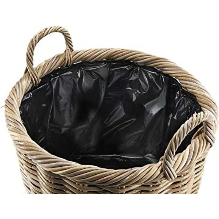 Kobolo Pflanzkübel Pflanzkorb Rattan - rund - mit Folie ausgeschlagen (2 Größen) – Bild 4