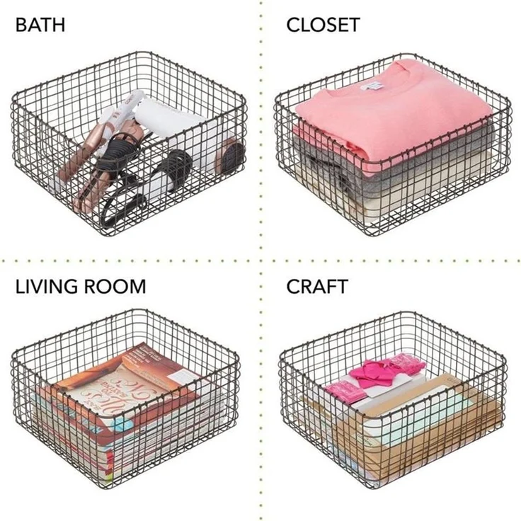 mDesign Allzweckkorb Aufbewahrung Drahtkorb Organizer 6er-Set Metall Bronze – Bild 5