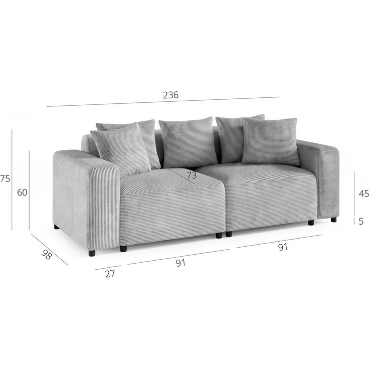 Sofaset Designersofas MEGAN 3-2-1 in Stoff Salvador Hellbeige – Bild 2