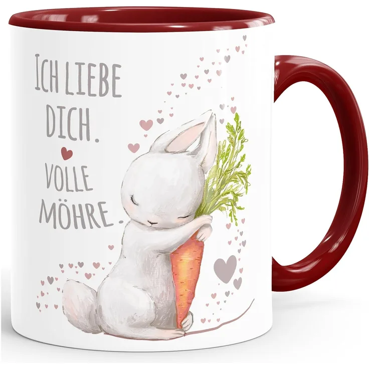 MoonWorks Tasse ''Kaffee-Tasse Ich liebe dich volle Möhre Hase mit Karotte Geschenk Liebe Liebeserklärung Moonworks''