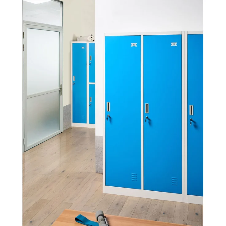 Beliani 'ATHLETE' Spind, mit 2 Türen, Metall Weiß Blau, 180 x 45 x 90 cm – Bild 3