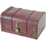 HMF Schatzkiste Schatztruhe aus Holz mit Metallschloss, dekorative Holztruhe 30 x 20 x 15 cm, Spanien