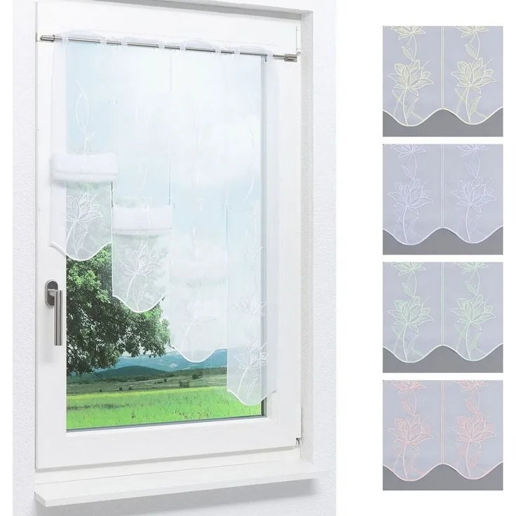 Plauener Spitze® Panneaux Kelchblüten (1 St), transparent, HxB 95x48cm