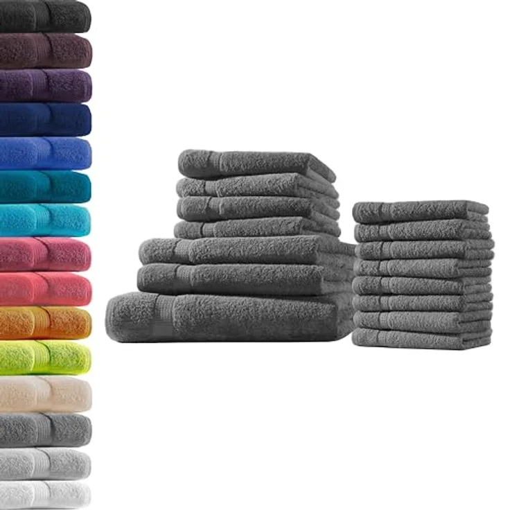 1x Badetuch + 2X Duschtuch + 4X Handtuch + 8X Gästetuch | Anthrazit | 100% Baumwolle Frottier | Oeko-TEX® Standard 100 | Premium Qualität 500 g/m² – Bild 2