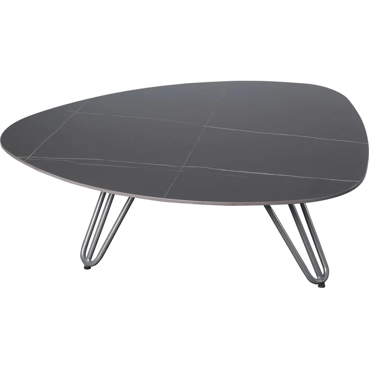 Gartentisch JUDIT - Aluminium, gesinterter Stein, Grau, 88 x 110 x 31,5 cm | Terrassentisch Wetterfest Outdoor Tisch