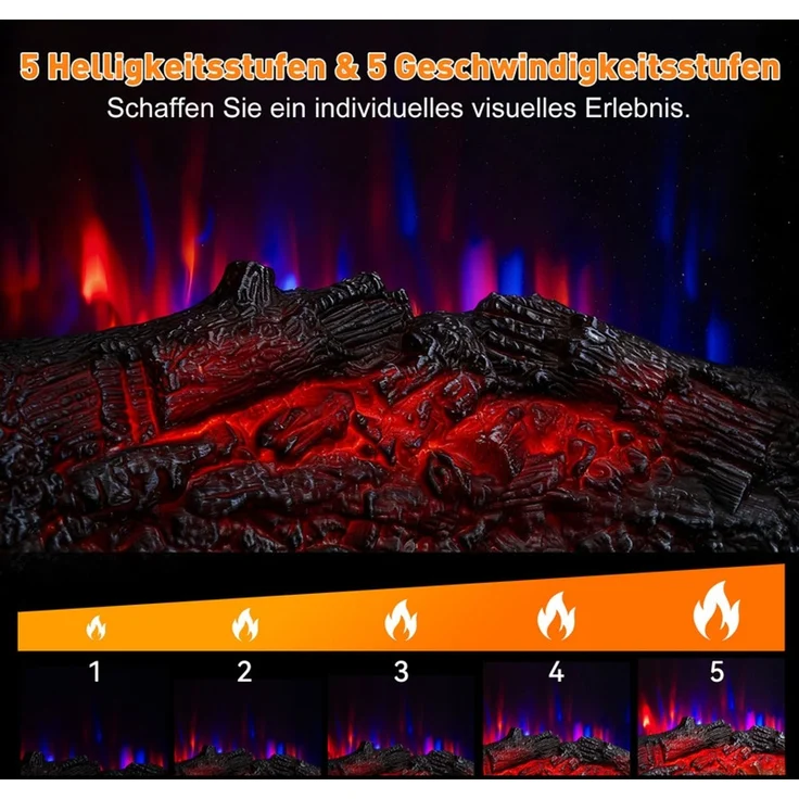 HOMAVO Elektrokamin mit Schrank, 18''/23'' Elektrokamin mit Heizung, 3D-Flammeneffekt, Fernbedienung, Timer(18'') – Bild 7
