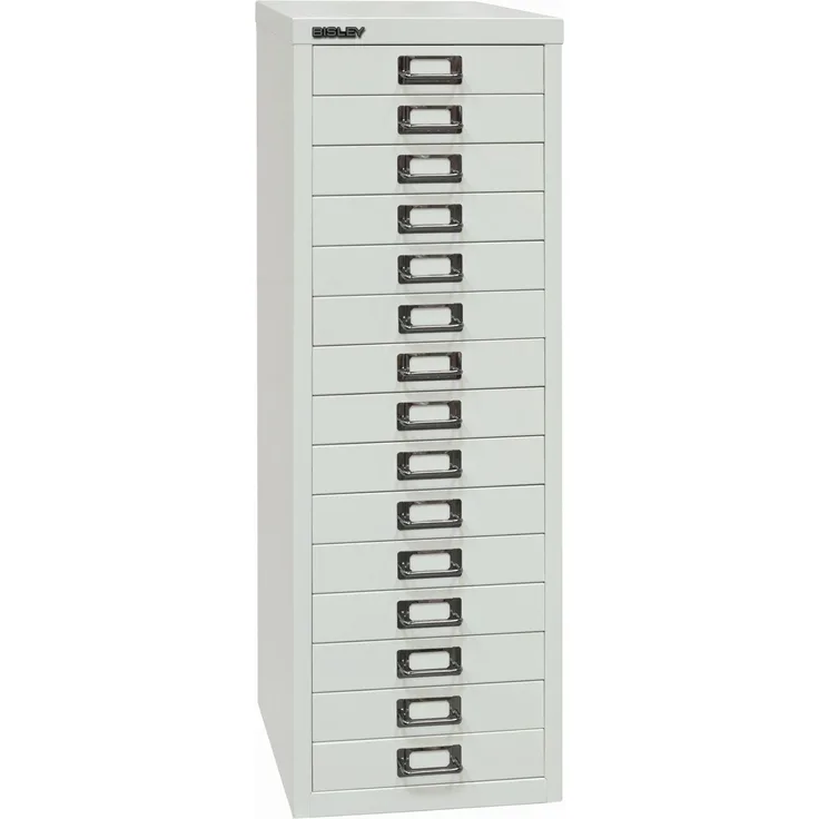 Bisley MultiDrawer™, 39er Serie, DIN A4, 15 Schubladen, Farbe lichtgrau
