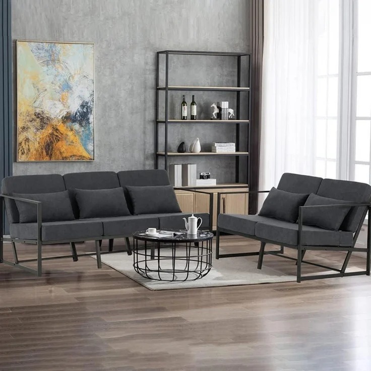 Sessel Polstersessel Cocktailsessel Eisengestell 1 Sitze Dunkelgrau – Bild 9