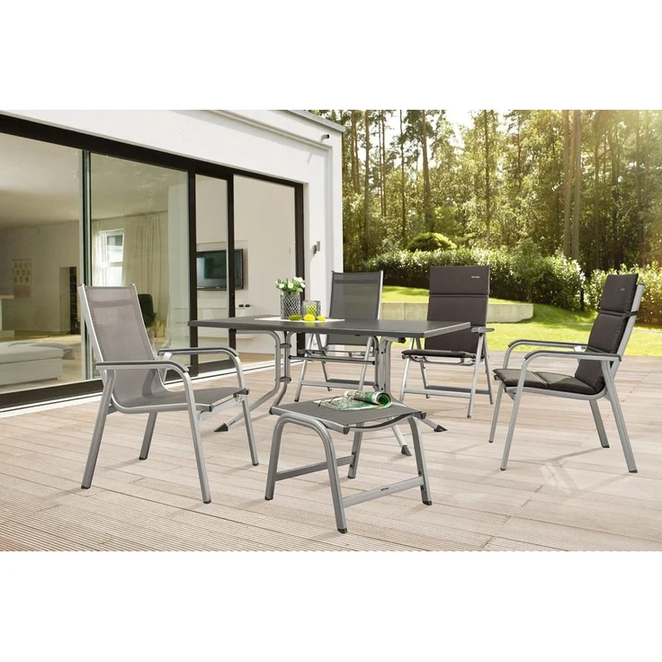 Kettler 'Basic Plus' Klappsessel mit verstellbarer Rückenlehne, Alu / Textilene, Silber – Bild 6