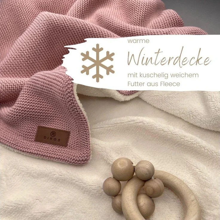 Babydecke Winterdecke Neugeborene Baumwolle/ Fleece OEKO-TEX® Kinderwagendecke, DIKOS, PREMIUM Qualität, ALTROSA/GRAU, warm, kuschelweich, Babygeschenk – Bild 1