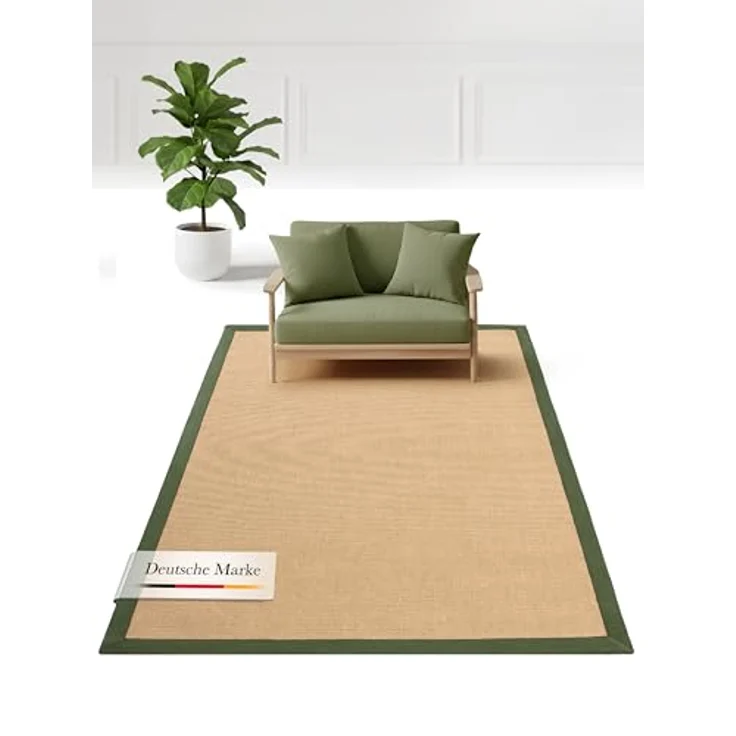 carpetfine Sisalteppich Sisal, rechteckig, Höhe: 5 mm, mit farbiger Bordüre, Anti Rutsch Rückseite – Bild 2