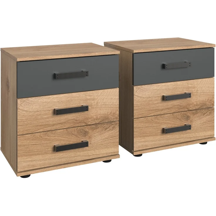 Wimex Nachttisch Stockholm, Nachtkommode 52cm breit, Made in Germany, Industrial Look, 2 Höhen zur Auswahl, einzeln oder im 2er Set – Bild 5