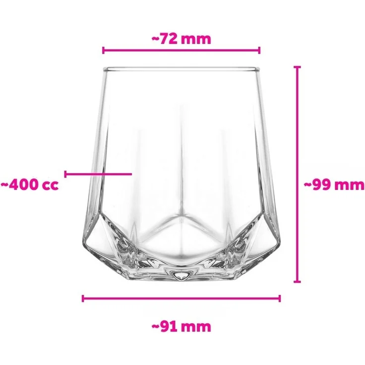 Hermia Concept 'LV-VLR354F' Whiskygläser-Set (6-teilig), Transparent, 7,2 x 7,2 x 9,9 cm, 400 ml – Bild 6