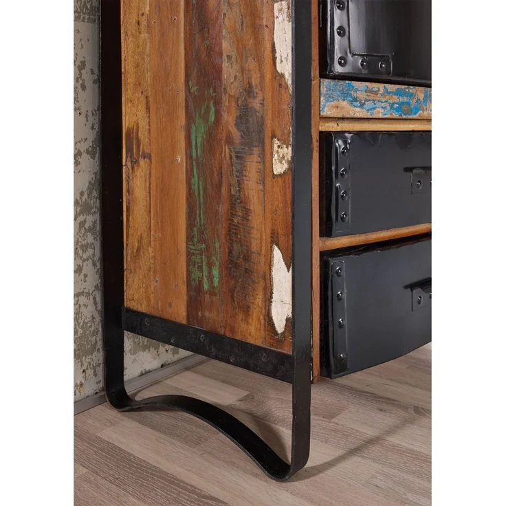 Schrank Altholz 90x43x180 mehrfarbig lackiert INDUSTRIAL #07 – Bild 4