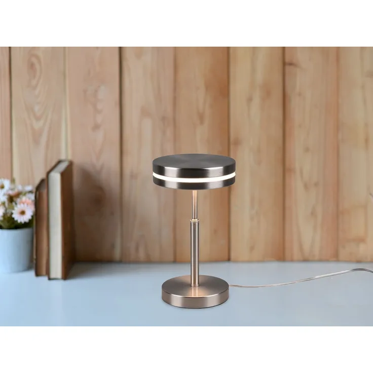 Kleine LED Tischleuchte FRANKLIN rund Silber, Höhe 25cm