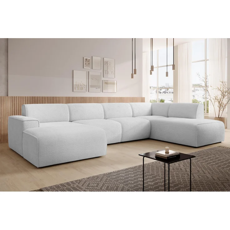 AX LIVING XXL Sofa U Form Didim Perlweiß 378 cm modern & großzügig R