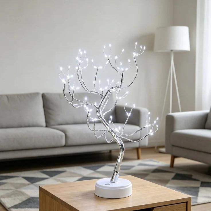 MOPUEA Dekolicht LED Dekolicht Bonsai Baumlampe 108 LEDs USB Tischlampe Dekoration, 108 LEDs flexibel USB Batterie Touch warm dekorativ – Bild 2