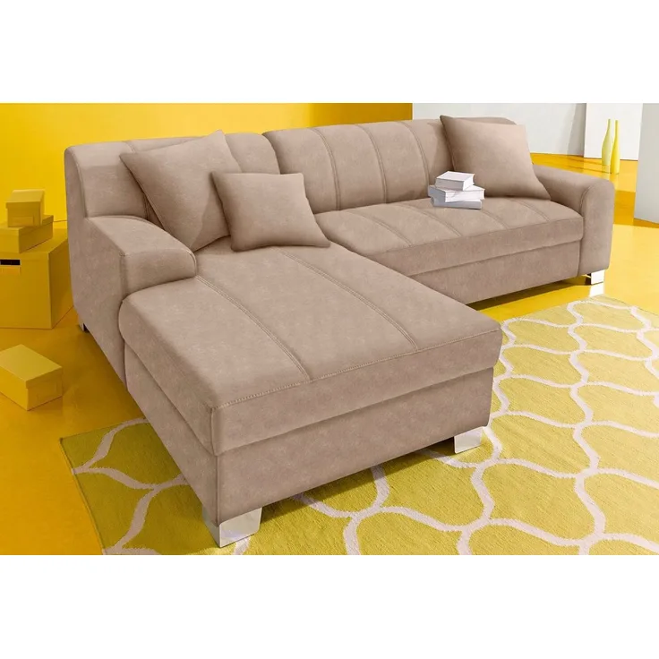 INOSIGN Ecksofa Turah incl. Zierkissen, moderne Steppung, auch in Leder, wahlweise mit Bettfunktion, Schlafsofa, B/T/H: 239/152/75 cm, L-Form