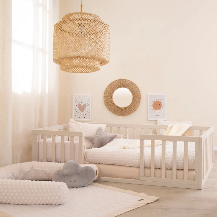 roba Montessori Bodenbett 70 x 140 inkl. Lattenrost & Rausfallschutz - Stone Washed – Bild 2