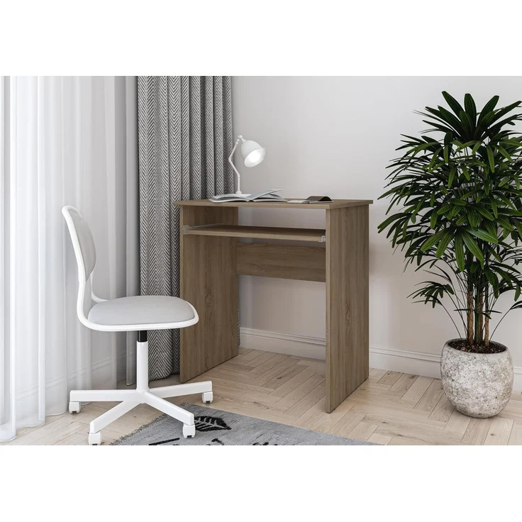 Shefa Line LUNA Schreibtisch Computertisch 68x50x75 cm Sonoma Eiche mit Tastaturauszug – Bild 2