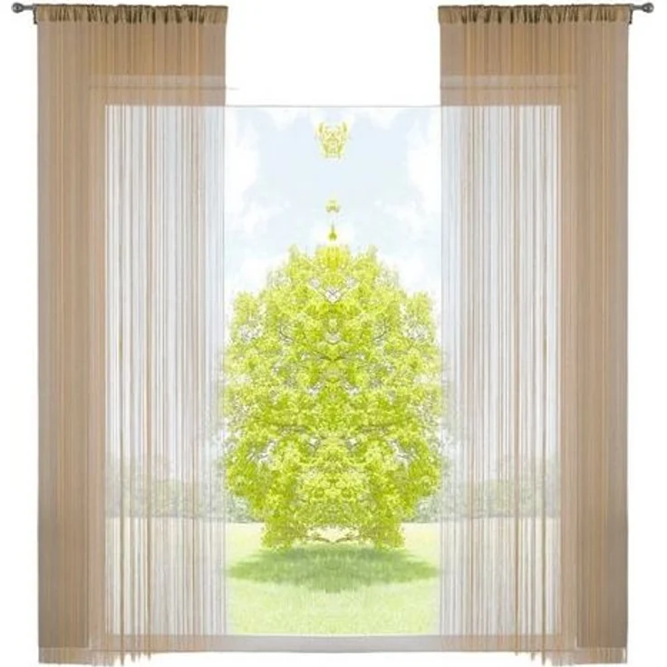 Gardinenbox Gardine (2 St), Kräuselband, transparent, Fadengardine Tunneldurchzug Kräuselband Raumteiler 20303CN2 – Bild 3