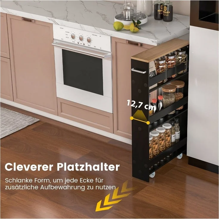 COSTWAY Küchenwagen, schmal, 4 Ebenen, auf Rollen, mit Griff, 48x12,5x81cm – Bild 2