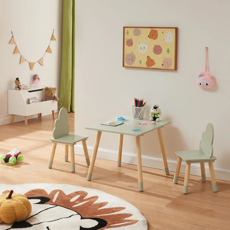 Kindersitzgruppe Hovle mit Wolken-Design Mintgrün [en. casa] – Bild 1