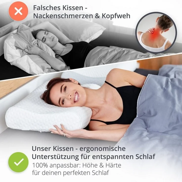 feela Nackenstützkissen Orthopädisches Kopfkissen – entlastet Nacken & stützt die Wirbelsäule, Für Rücken- & Seitenschläfer – sorgt für gesunden & erholsamen Schlaf – Bild 4