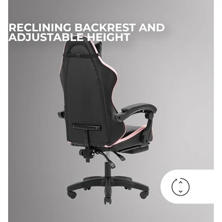 MARS GAMING MGC-X, Ergonomischer Gaming-Stuhl, Kunstleder, Verstellbare Rückenlehne und Höhe, Dynamische Armlehnen, Nacken- und Lendenkissen, Bürostuhl mit Ausziehbarer Fußstütze, Rosa – Bild 4