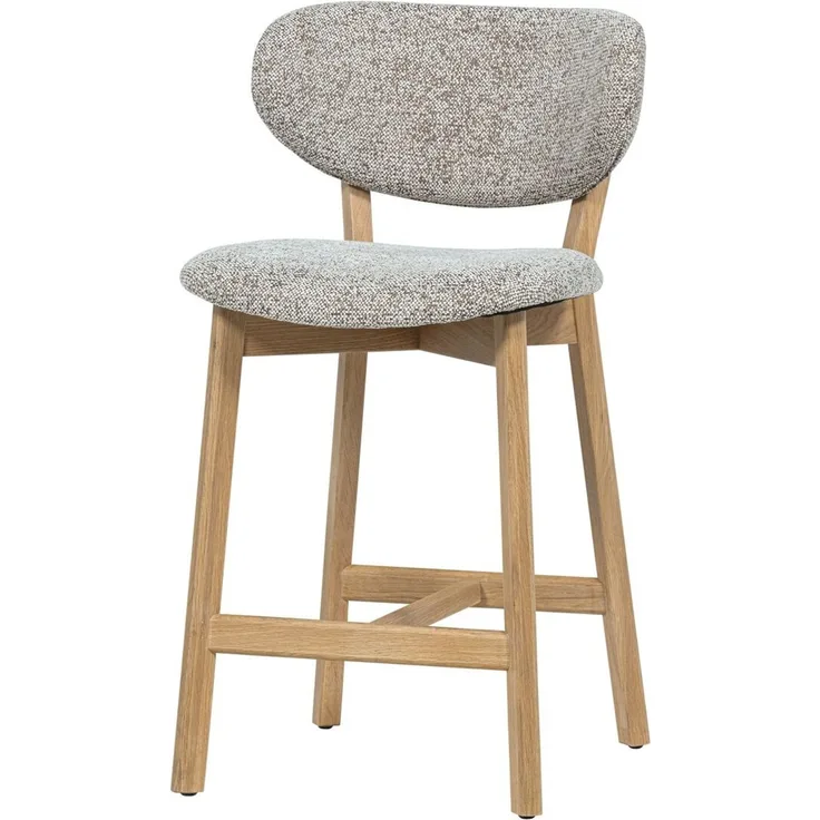Barhocker Udar - Melange-Stoff Natur, Gestell Natur
