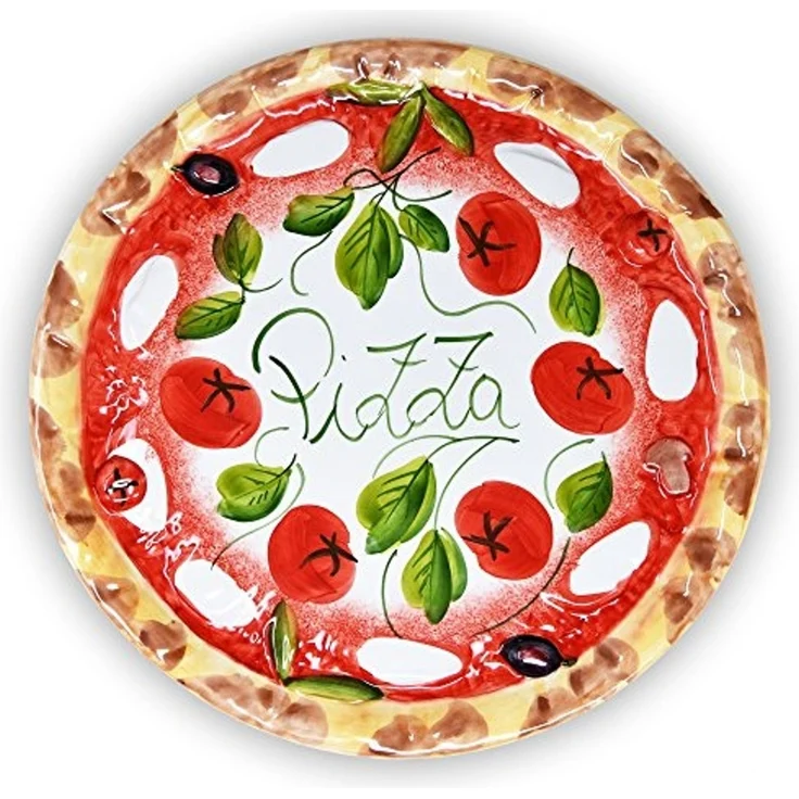 Lashuma Pizzateller Tomate Mozzarella, (1 St), Runde Keramik Pizzaplatte groß Ø 33 cm – Bild 1