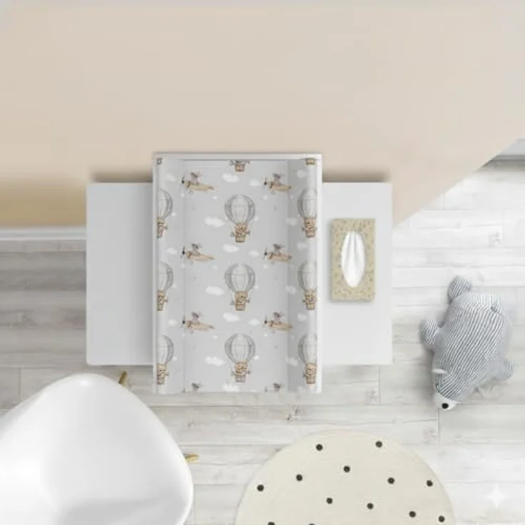 Wickelauflage 70x47 cm, Grau mit Tieren – abwaschbar & weich, profilierte Ränder für mehr Sicherheit – Wickeltischauflage für Wickelkommode – Baby Wickelunterlage mit Komfortfüllung – Bild 9