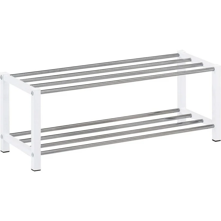 IDIMEX Schuhregal DUBLIN, Schuhständer mit 2 Ablagen, 90cm breit Schuhaufbewahrung Metall weiß – Bild 2
