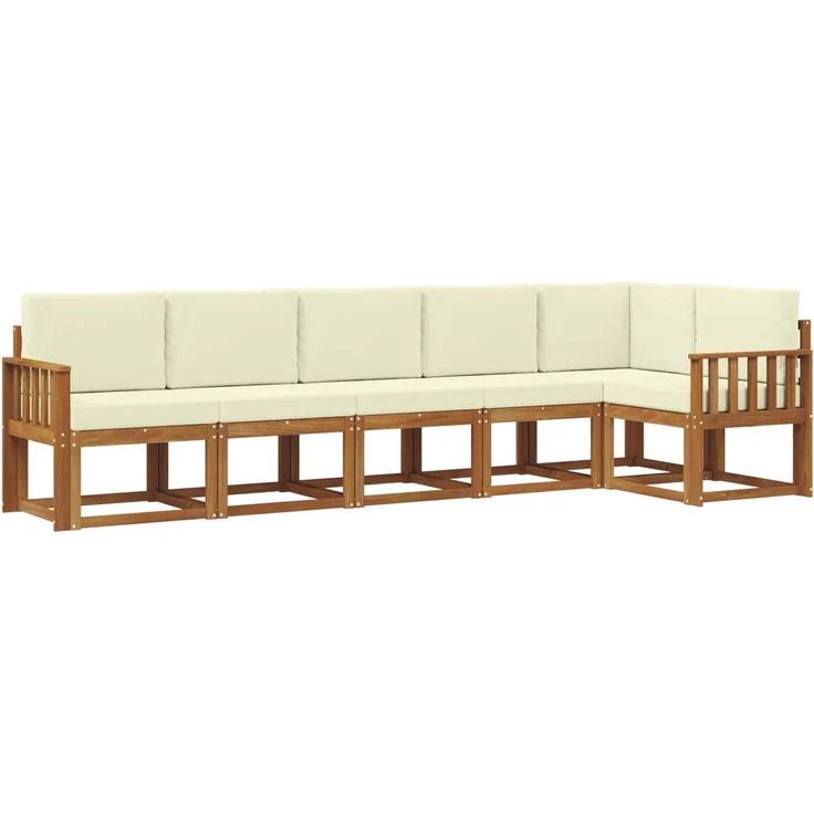 vidaXL Outdoor-Sofagarnitur 6 stk. 6-Sitzer Natur und Creme 3366458 – Bild 2