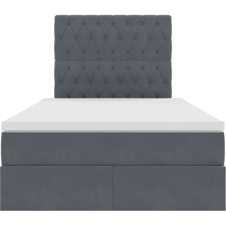 vidaXL Aufbewahrungsbett mit Matratze Dunkelgrau 120 x 190 cm Samt 3372076 – Bild 7