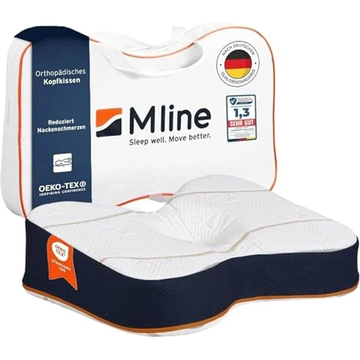 M line | Athletic Pillow | Orthopädisches Kopfkissen - Kissen Nackenschmerzen - Schmetterlingskissen mit optimaler Lüftung - 50 x 35 x 12 cm – Bild 1
