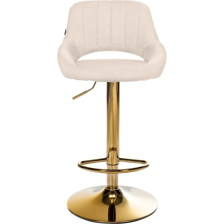 CLP Barhocker Milet Stoffbezug höhenverstellbar drehbar mit Rückenlehne,creme gold – Bild 4