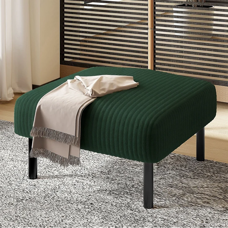 DESVIAE Hocker gepolstert 56x51x39 cm aus Cordstoff Smaragd mit Metallgestell – Bild 1