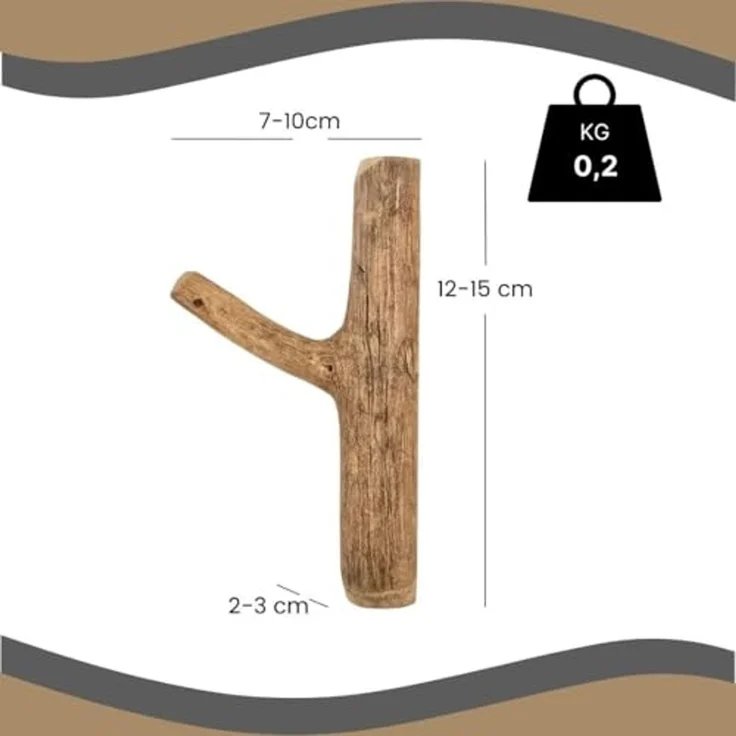 DESIGN DELIGHTS Wandgarderobe Garderobenhaken 9er Set LIMB, Holz massivholz Wurzel, Kleiderhaken,Wa – Bild 2