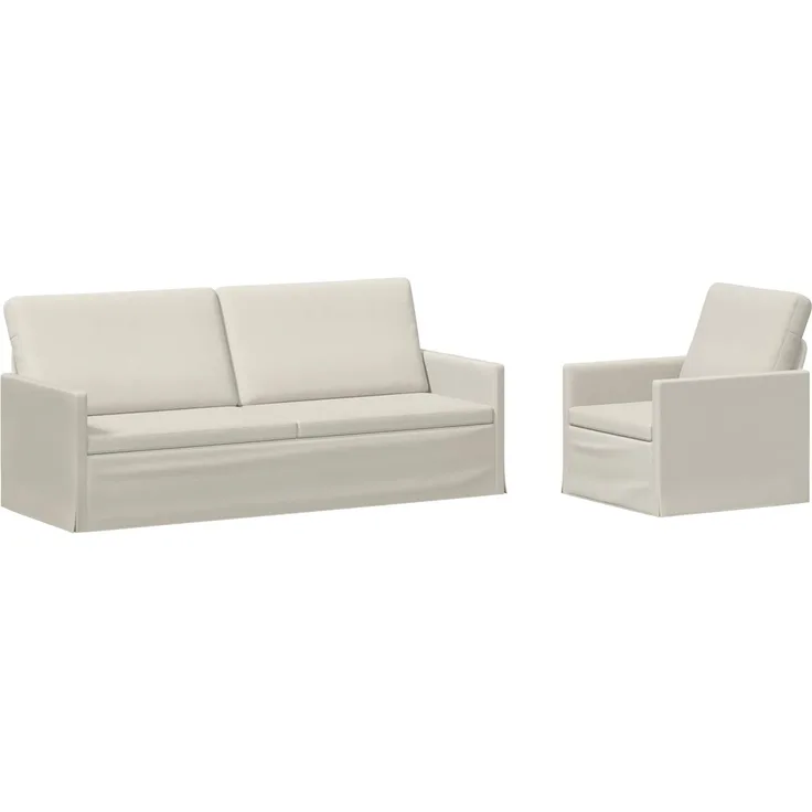 vidaXL Sofa-Set 2 pcs Creme Samt (V) 3433224