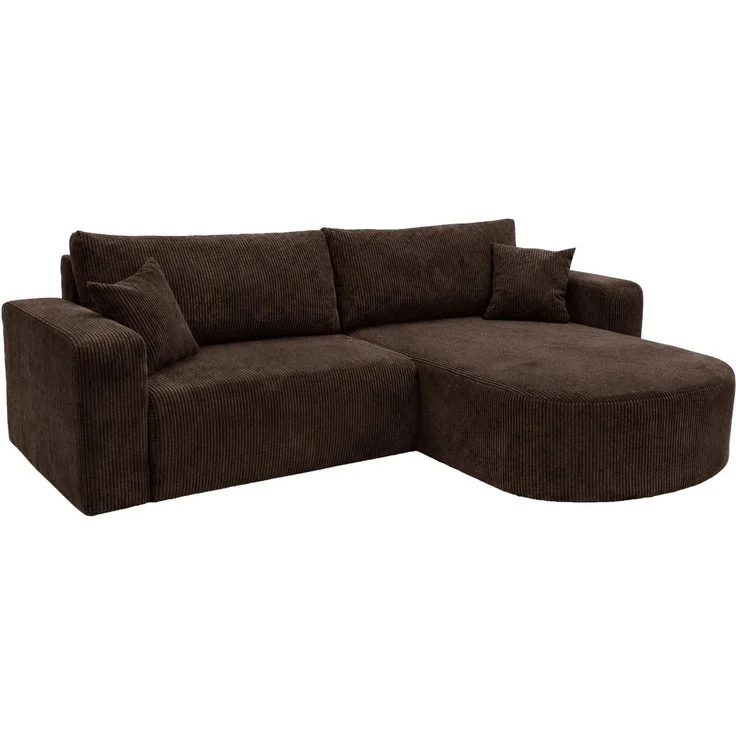 Kaiser Möbel Ecksofa mit Schlaffunktion für Wohnzimmer, Cordstoff Poso, ROUND ONE, abgerundete Form, Liegefunktion, Stauraum, modernes Design – Bild 3
