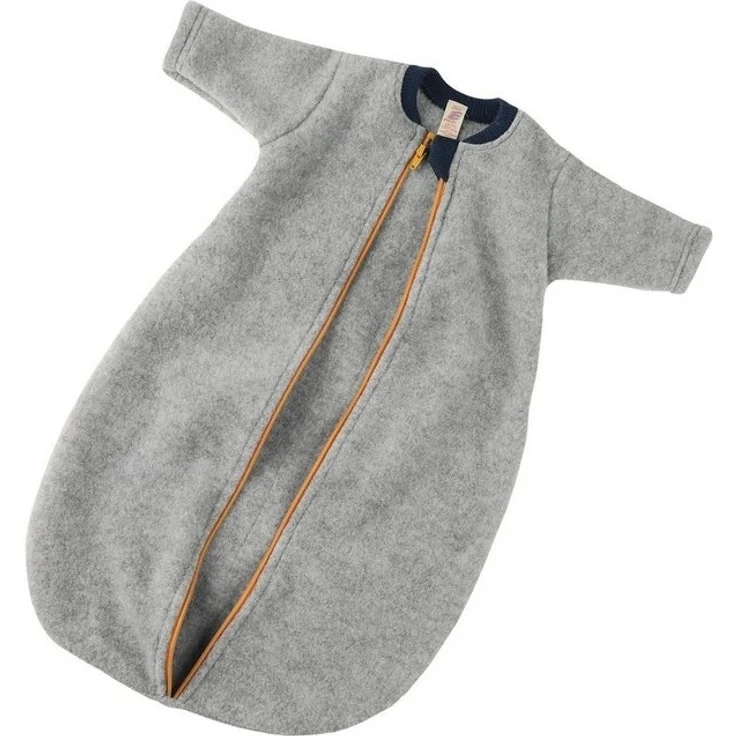 Engel Baby Schlafsack Langarm Wollfleece hellgrau melange - Gr??e 50/56 Kinder – Bild 2