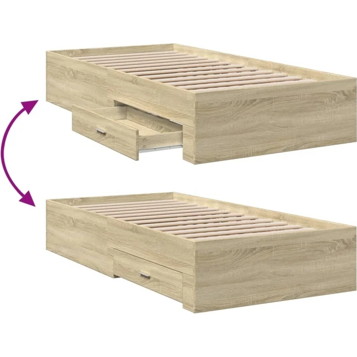 vidaXL Bettgestell mit Schubladen Sonoma-Eiche 100x200cm Holzwerkstoff 3280421 – Bild 4