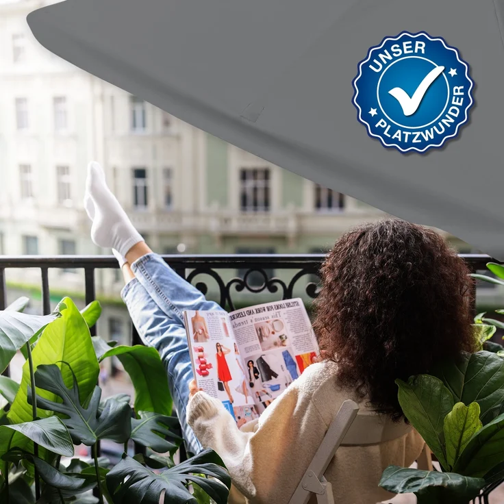 EASYmaxx Sonnenschirm rechteckig, 230 x 140 cm für Balkon und Terasse, mit praktischer Handkurbel & Sonnenschutz UV-Schutz 40+ – Bild 7