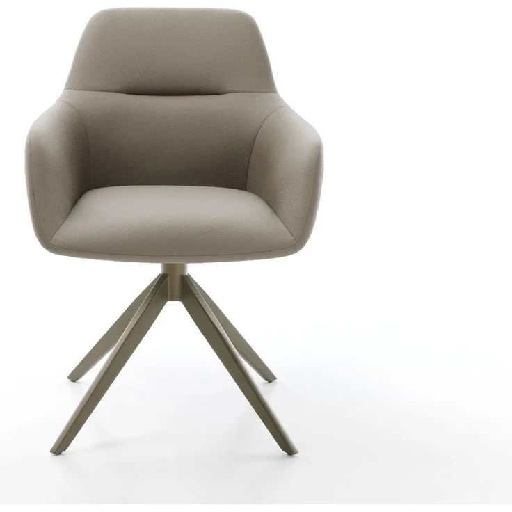 Drehstuhl Pejo-Flex Echt-Leder Schlamm Kreuzgestell breit Effektfinish Titan 360° drehbar Wippfunktion Taschenfederkern – Bild 2