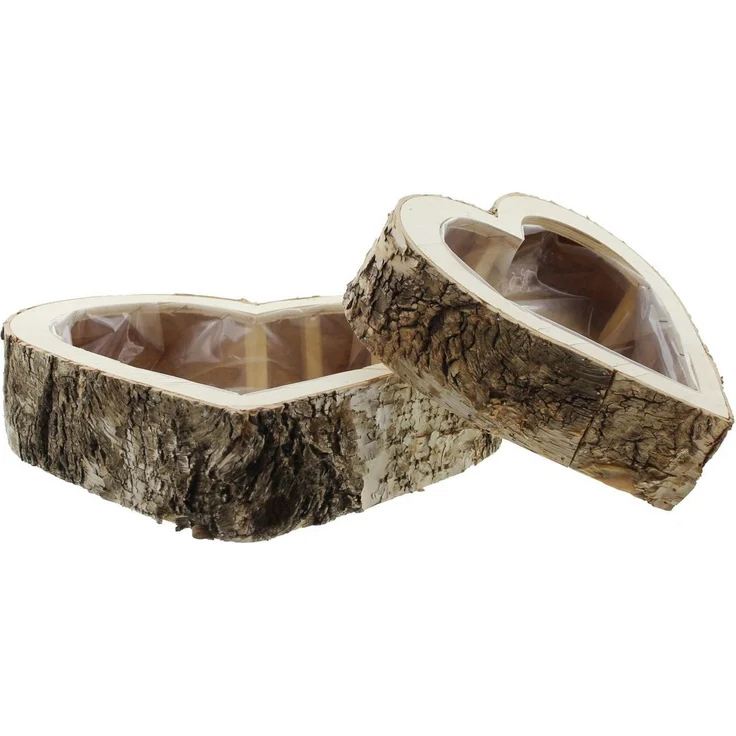 Pflanzherz Birke 2er Set Pflanzschale Pflanzkorb Blumentopf Pflanztopf Übertopf – Bild 3