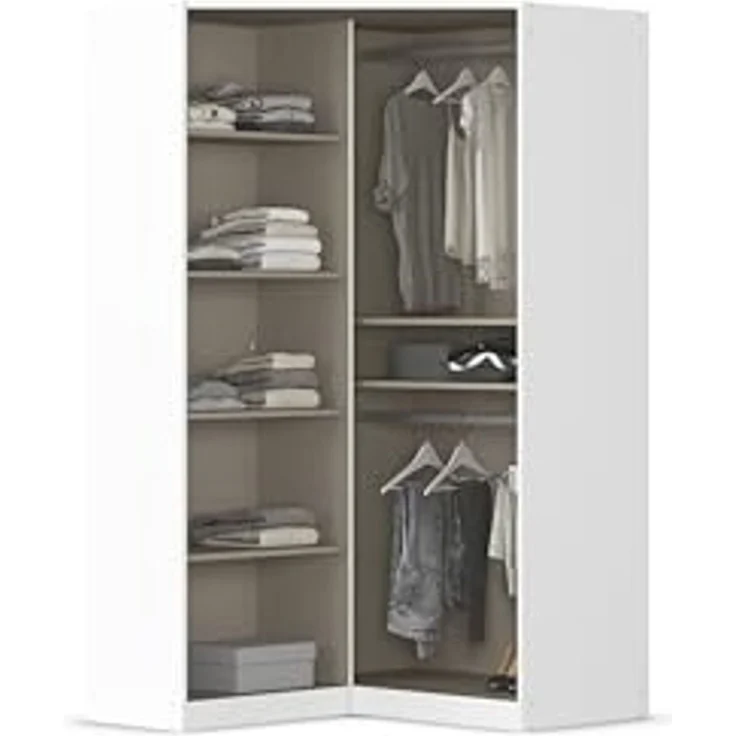 Rauch Möbel Costa, Eckschrank, Kleiderschrank für Schlafzimmer, Kinderzimmer, Babyzimmer, 2-türig, mit Spiegel, Zubehör Premium, Farbe Weiß, Breite 208 cm – Bild 5